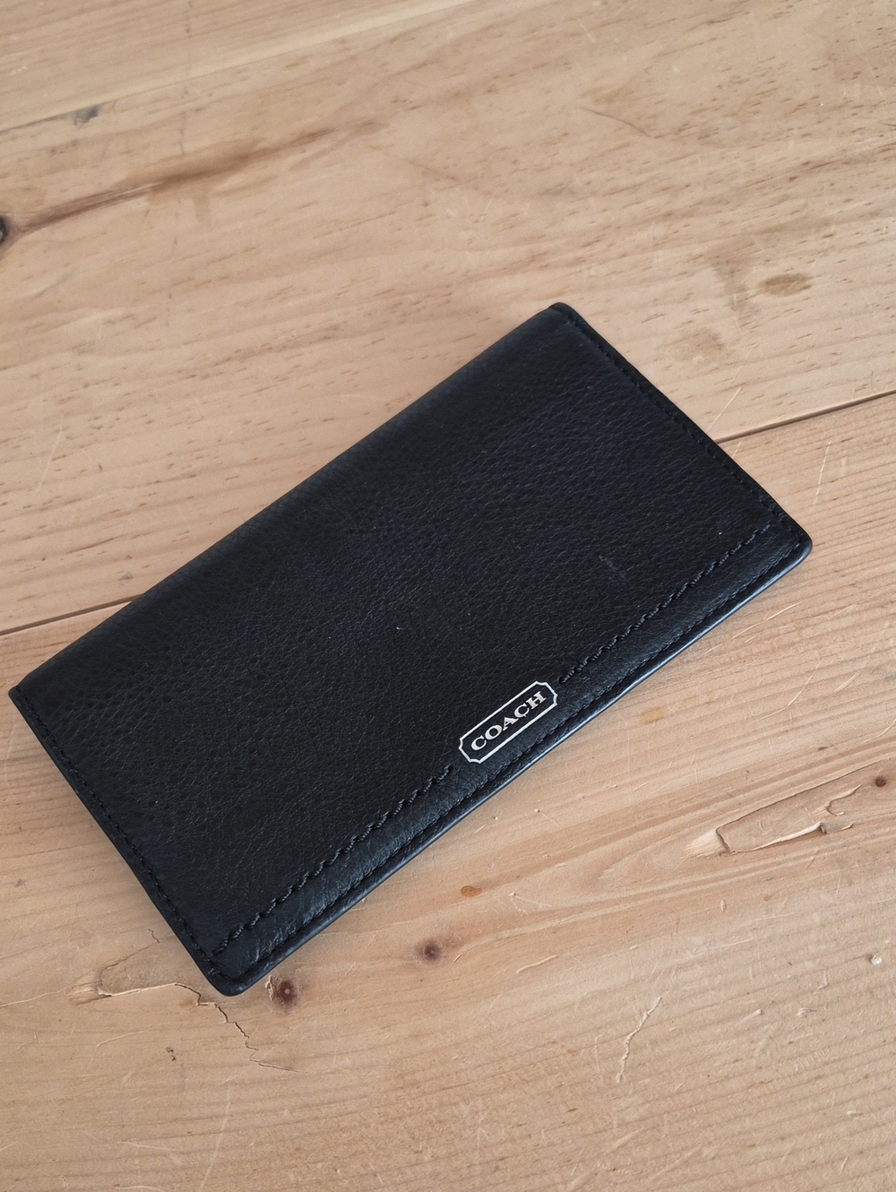 COACH  Black Leather Chequebook Holder with Logo